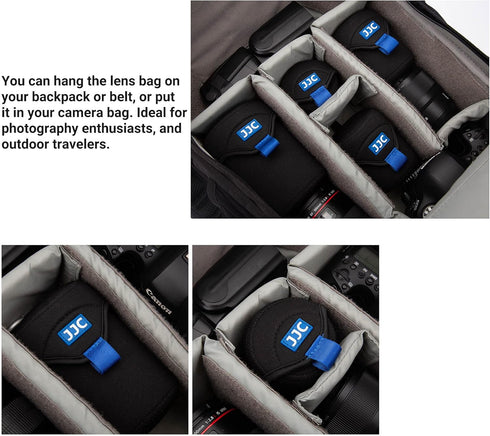 JJC Portable Neoprene Mirrorless Camera Lens Pouch Protective Case Storage Bag for Nikon Z 35mm 85mm Sony FE 20mm 24mm F1.4 16-55mm 18-105mm 55-21...