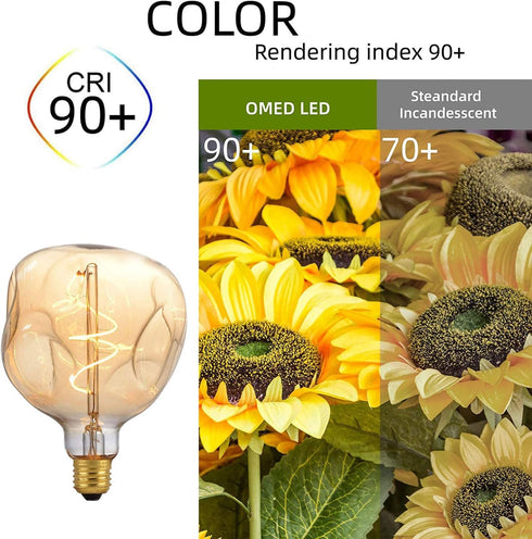 S125 Oversized LED Edison Bulb Large, 5 Watt 400 Lumens 2200k Warm Yellow Large Edison Light Bulb, Amber Glass Decorative Large Globe Dimmable E26...