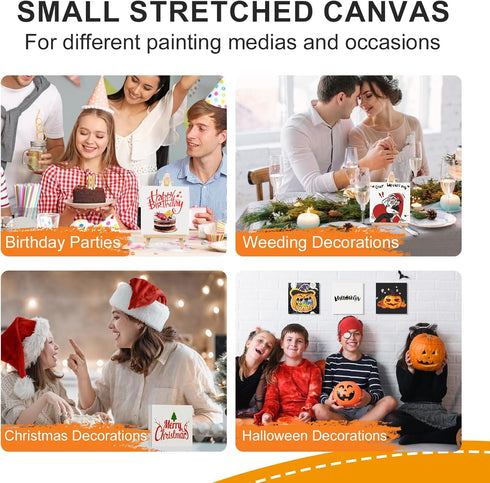 ESRICH Small Stretched Canvas for Painting 6x6 inch, 2/5''Profile Art Primed 8 Pack Canvases for Painting, Cotton Small Professional Blank Paint C...