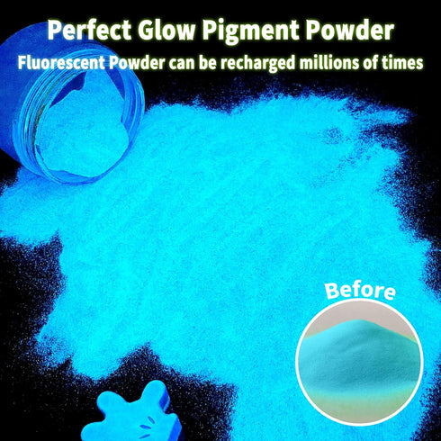 Ceya Fluorescent Blue Glow Powder, 5.3oz/150g Glow in The Dark Pigment Powder, Luminous Powder Resin Color Pigment, Fluorescent Pigment Dye for Ep...