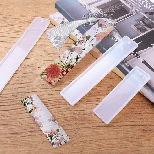 29 PCS Bookmark Resin Mold Kit,Rectangle Bookmark Silicone Molds,Resin Bookmark Molds with 20PCS Colorful Tassels for Epoxy Resin Casting DIY Book...