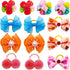 100pcs Dog Hair Bows, Bulk Cute Puppy Pet Small Dog Hair Bows with Rubber Bands, Mix Handmade Flower Puff Ball Rhinestone Pearls Dog Bows, Yorkie ...