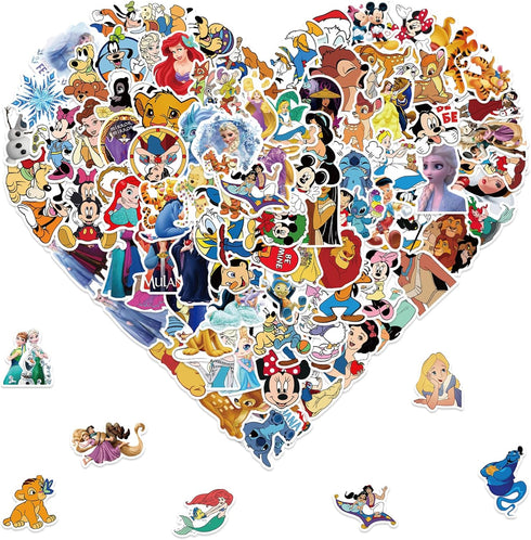 100Pcs Disney Princess Character Themed Waterproof Stickers for Gifts Water Bottles Cup Laptop Phone Guitar Car Motorcycle Bike Skateboard Luggage...
