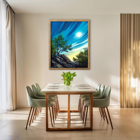 Posterizer 1 pcs-oil painting style art-mystical tree on mountain 2-Landscape & Nature Art Gift for Men Women Entrepreneur Teens Decor for Home ...