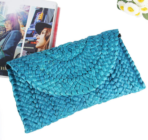 KUANG! Womens Straw Clutch Purse Handbag Shoulder Clutch Envelope Wallet Beach Straw Purse for Ladies...
