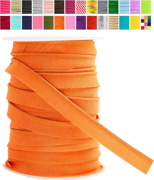 Mandala Crafts Orange Maxi Piping Bias Tape with Welting Cord - 1/2 Inch Upholstery Piping Trim for Sewing, Cushions, Slipcovers, and DIY Decor - ...