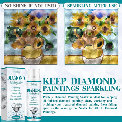 Diamond Painting Sealer (120ml*2), Puzzle Glue Clear, Diamond Painting Accessories with Permanent Fixation and Shining Effect, Diamond Painting Ar...