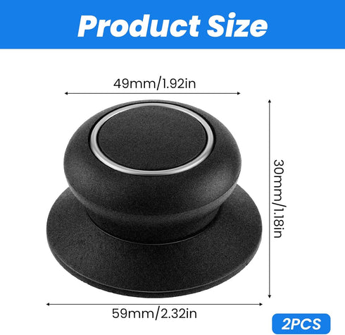 Pot Lid Knob Replacement Knob Universal Pot Lid Knob, Kitchen Cookware Lids Knob, Black Pot Lid Holding Handle Knobs for Kettle Cover Glass Saucep...