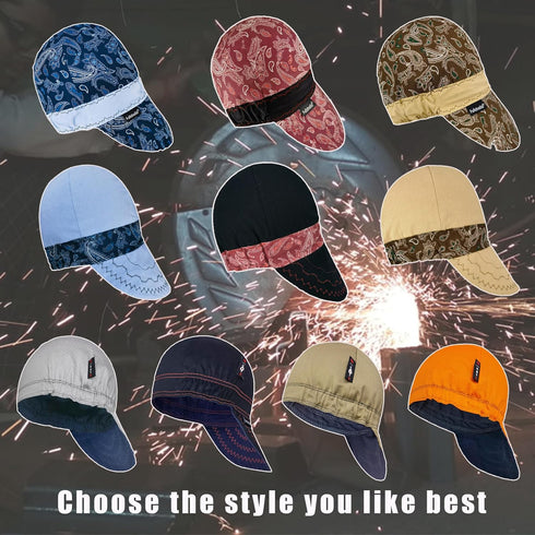 Reversible Welding Cap CAT2 Onesize Flame Resistant Cotton Welder Hat HRC 2 Hood FR High Crown Grey...