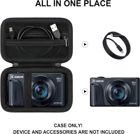 Hard Carrying Case for Canon PowerShot SX740/ SX730/ SX720/ SX620/ G7X Digital Camera, Protective Storage Bag with Zipper Mesh Pocket for Battery ...
