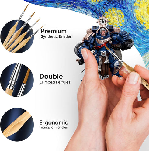 Miniature Paint Brushes, 10PC Fine Detail Paint Brush Set, Mini Small Painting Brushes for Art, Crafts, Acrylic, Watercolor, Oil, Model, Face, War...