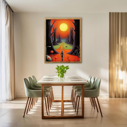 Posterizer 1 pcs-Alien Strolling into Alien Planet's Sunset-Abstract & Modern Art-Fantasy & Fiction Art-Gift for Art Lovers-Decor for Home & Offic...