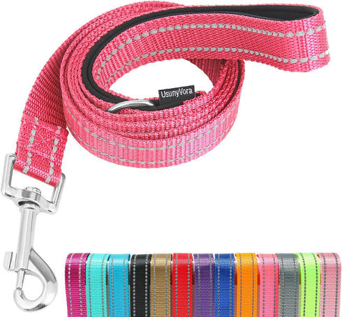 Reflective Nylon Dog Leash for Walking,Strong Dog Leash with Padded Handle for Medium and Large Dogs,6 FT,Hot pink...