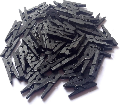 LWR CRAFTS Wooden Mini Clothespins 100 Per Pack 1" 2.5cm (Black)...
