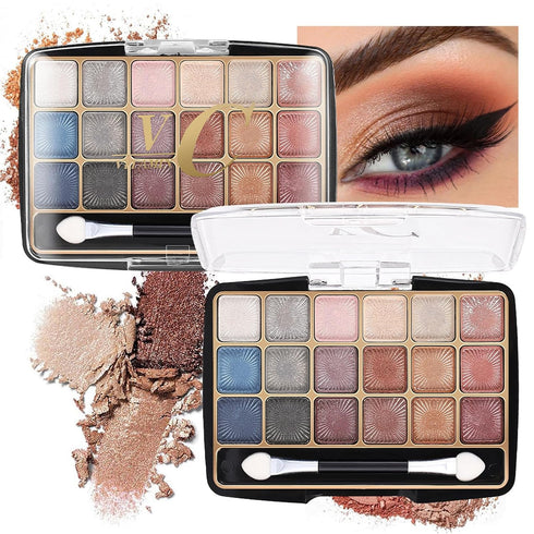 Glitter Eyeshadow Palette, 18 Colors Matte Shimmer Eye Shadow, Glitter White Silver Gold Pink Brown Shimmer Eyeshadow Make Up Palette, Nudes Bronz...