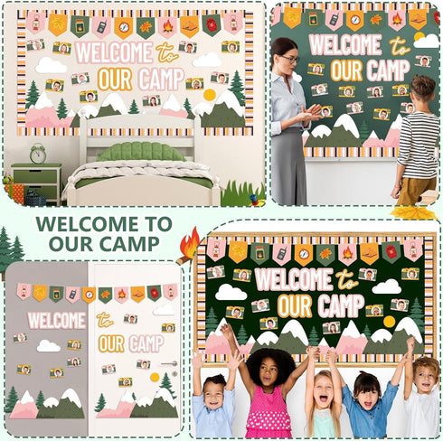 Camping Bulletin Board Set Welcome to Our Camp Summer Classroom Decorations Border Adventure DIY Photo Craft Camper Cutouts for Students School ki...
