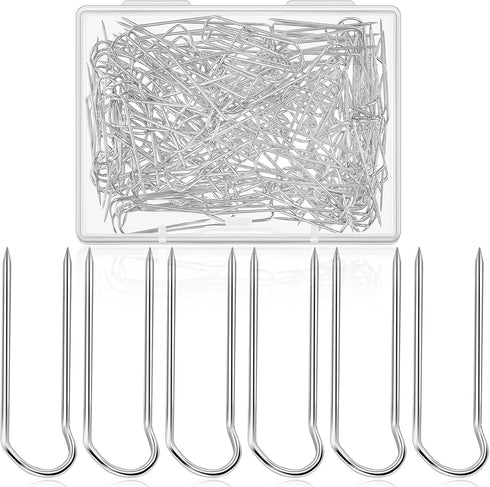 MTLEE 200 Pieces Fork Pins for Quilting Sewing Double Needlecraft Blocking Stainless Steel U-pins for DIY Sewing Jewelry Craft Making, 0.91 x 0.2 ...