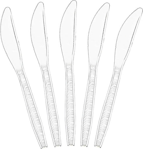 PLASTICPRO Clear Plastic Knives Disposable Cutlery Utensils 50 Count...