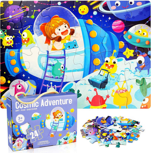 Puzzles for Kids Ages 3-5, Cosmic Adventure Jigsaw Puzzles with Packag Box, 24 Piece Jigsaw Puzzles for 3-8 Years Toddlers, Boys Girls Educational...
