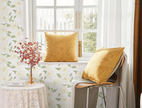 16.1"x78.7" White and Green Peel and Stick Wallpaper Boho Floral Contact Paper Removable Wallpaper Self-Adhesive Wallpaper Decorative Wall Cabinet...