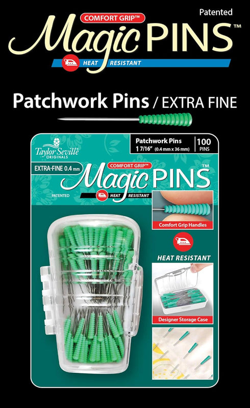 Taylor Seville Originals Comfort Grip Magic Pins Patchwork Extra Fine -Quilting Supplies-Sewing Supplies-Sewing Notions-100 Count...