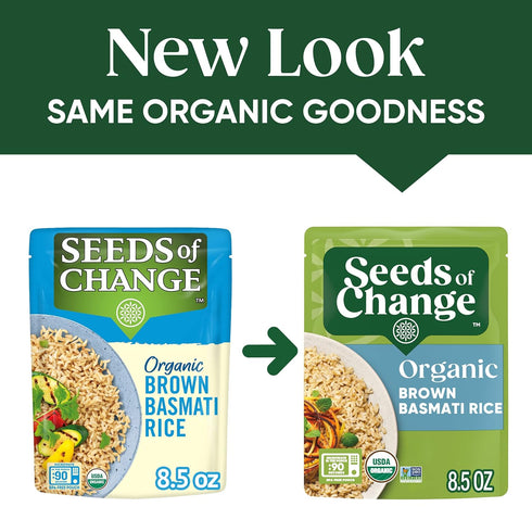 SEEDS OF CHANGE Certified Organic Brown Basmati Rice, Organic Food, 8.5 OZ Pouch...