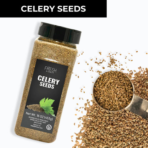 Fresh Finest Premium Celery Seeds - Vegan, Kosher, Seeds - Great for Salads, Soups, Curries, Seasoning Pickles and Vegetables - 453G(15.97oz)...