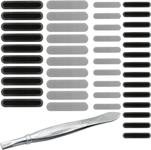 44 Pack Mesh Anti Dust Proof Adhesive Net Sticker with Tweezers, Speaker Dustproof Cover Kit Protects Charging Compatible with iPhone 15 14 13 12 ...