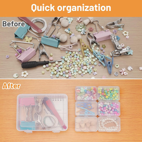 Mathtoxyz Small Bead Organizers and Storage, Clear Bead Storage Containers Rectangle Bead Holder Plastic Cases Transparent Boxes for Nail DIY Craf...