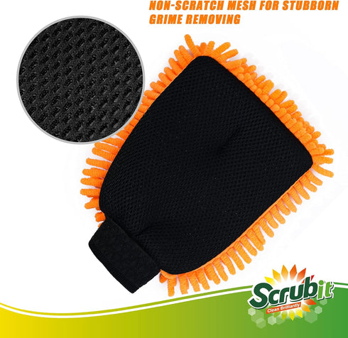 SCRUBIT 2 Pack Car Wash Mitt – Scratch-Free Car Sponges for Washing, Dual Sided Wash Mitts for Car Washing - Premium Car Washing Sponge for Cars, ...