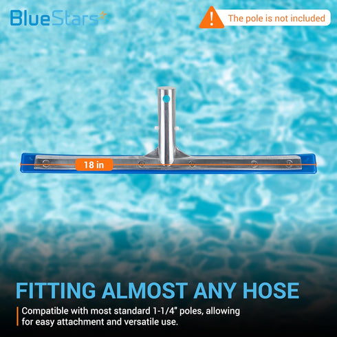 BlueStars 18-inch Wide Heavy Duty Stainless Steel Pool Brush - Aluminum Handle & Stainless Steel Bristles - Suitable for Concrete & Gunite Pools...