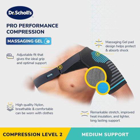 Dr. Scholl's Compression Shoulder Support with Massaging Gel, Breathable Fabric, Shock-Absorbing Shoulder Brace for Shoulder Pain Relief, Built-in...