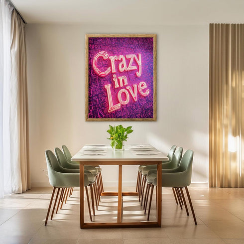 Posterizer 1 pcs-crazy in love-neon art-Valentine's inspired poster-Romantic Art-Holiday Poster Collection-Gift for Couples boyfriend girlfriend H...