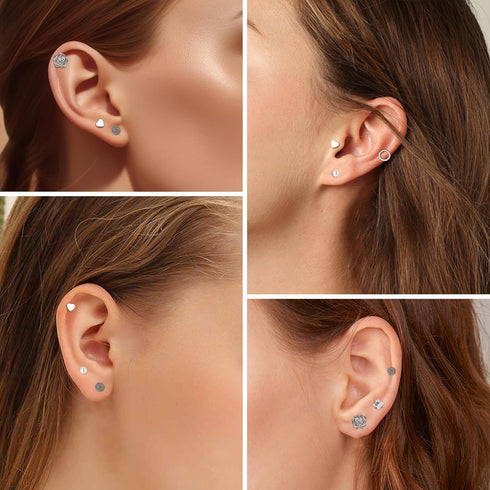 JOERICA Titanium Earrings for Sensitive Ears G23 Pure Titanium Stud Earrings for Women Butterfly Moon Star Opal Cubic Zirconia Hypoallergenic Tita...