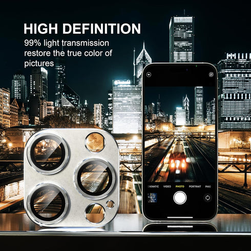 beuxece for iPhone 15 Pro/iPhone 15 Pro Max Camera Lens Protector, Metal Camera Screen Protector Cover Accessories, Case Friendly, HD Tempered Gla...