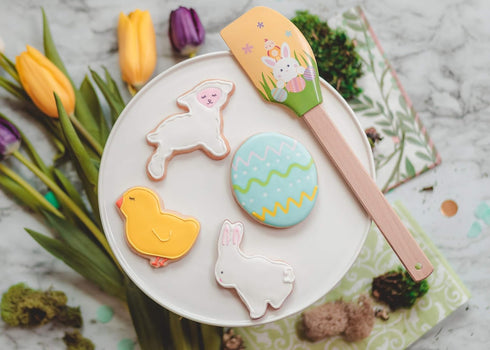 Handstand Kitchen Spring Fling 5-piece 3" Easter Cookie Cutter and Spatula Set...