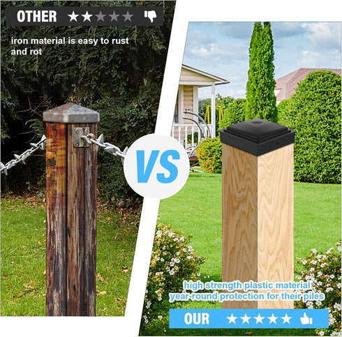 4x4"(3 5/8") Fence Post Cap,Deck Post Plastic Cap with Screws,PP Plastic Waterproof Protect Wooden Post Rot Proof and Anti-Cracking 12Pack…...