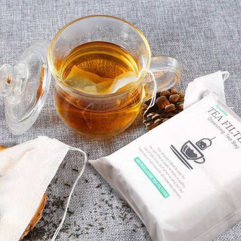Fenshine 400 Pcs Tea Filter Bags Disposable Empty Tea Bags Cotton Drawstring Seal Tea Infusers Bag for Loose Leaf Teal...