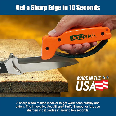 AccuSharp Knife Sharpener, Ergonomic Comfortable Handle, Compact & Easy to Use, Restore and Hone Straight & Serrated Knives, Blaze Orange...