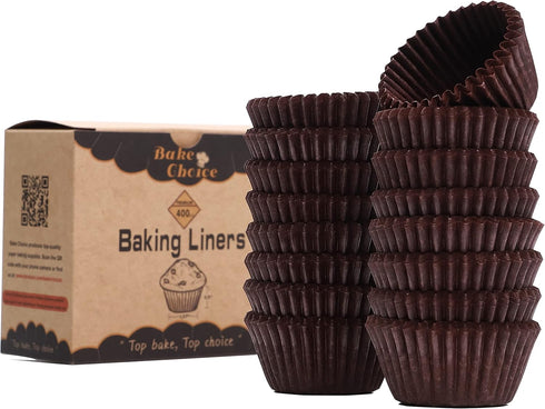 400pcs Mini cupcake liners for baking, Dark Brown parchment mini muffin liners for Mini Cupcake Pans,food grade,non stick,greaseproof for Christma...