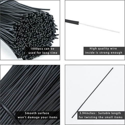 SumDirect 1000Pcs 4 Inch Plastic Twist Ties for Bags, Wire Cable Ties for Plants,Breads,Household and Office Use...