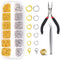 Open Jump Rings and Lobster Clasps Jewelry Fixing Kit (1200 pcs Gold and Silver) with a Bent Nose Jump Ring Pliers, Tweezers, and a Jump Ring Open...