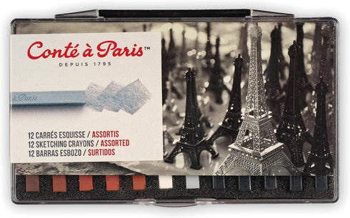 Conté à Paris Sketching Crayons Set with 12 Assorted Colors...