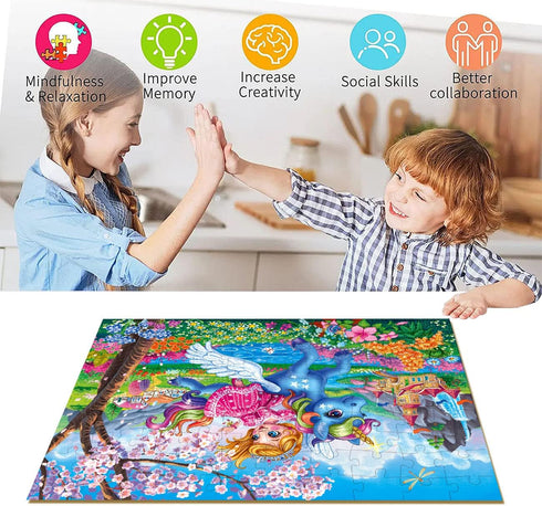 Puzzles for Kids Ages 4-8 Kids Puzzles Ages 6-8 Princess with Her Unicorn 100 Pieces Puzzle Toddler Children Learning Educational Game for Girl an...