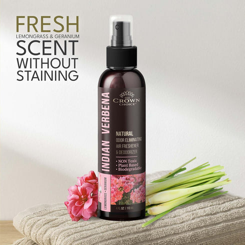 Natural Air Freshener Spray—Geranium & Lemongrass Odor Eliminator—Non-Toxic Essential Oil Deodorizer Spray for Home,Toilet,Room,Lounge,Laundry,Cab...