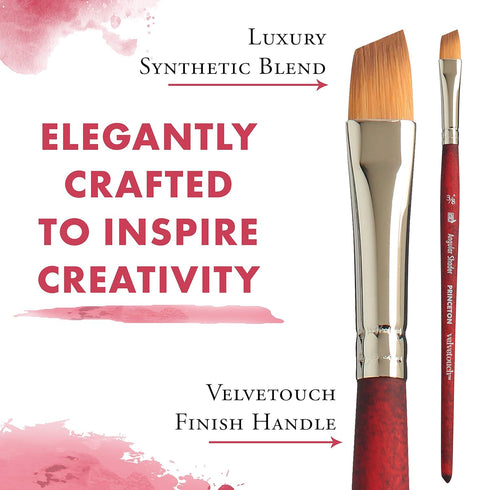 Princeton Artist Brush Velvetouch Paintbrush, Size 3/8, Angle Shader...
