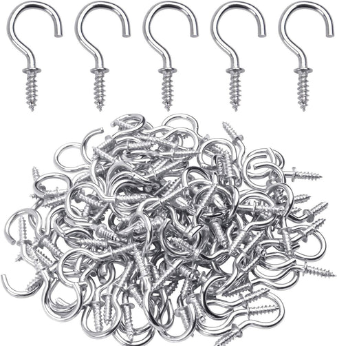 Aylifu 100pcs 3/4" Silver Metal Cup Hooks, Screw-in Hooks for Hanging Plants, Mugs, Jewellery, Decor, Organizer, Home, Shop, Office...