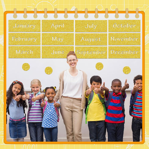 Zonon 48 Pieces Holiday Monthly Headliners Set 12 Months of The Year Headers Monthly Bulletin Board Borders Seasonal Monthly Headers with 36 Round...