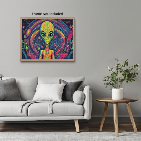 Posterizer 1 pcs- psychedelic funky hippie colorful sci fi alien 1-Abstract & Modern Art-Fantasy & Fiction Art- Living Room Bedroom Decor- unframe...