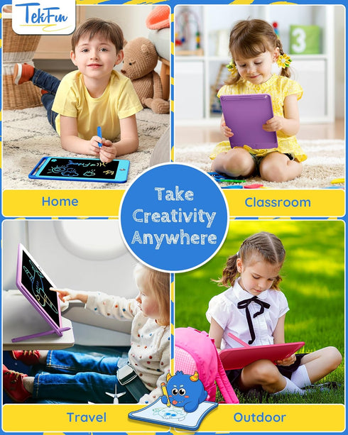 TEKFUN 3 Pack LCD Writing Tablet for Kids, 8.5 Inch Blue+Pink+Purple Doodle Board Drawing Board Reusable Drawing Tablet with Lanyard, Educational ...